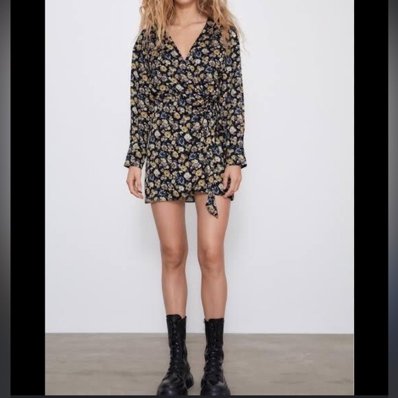 NWT Zara Wrap-style, Floral Print Romper Dress, size XL| - Picture 2 of 10